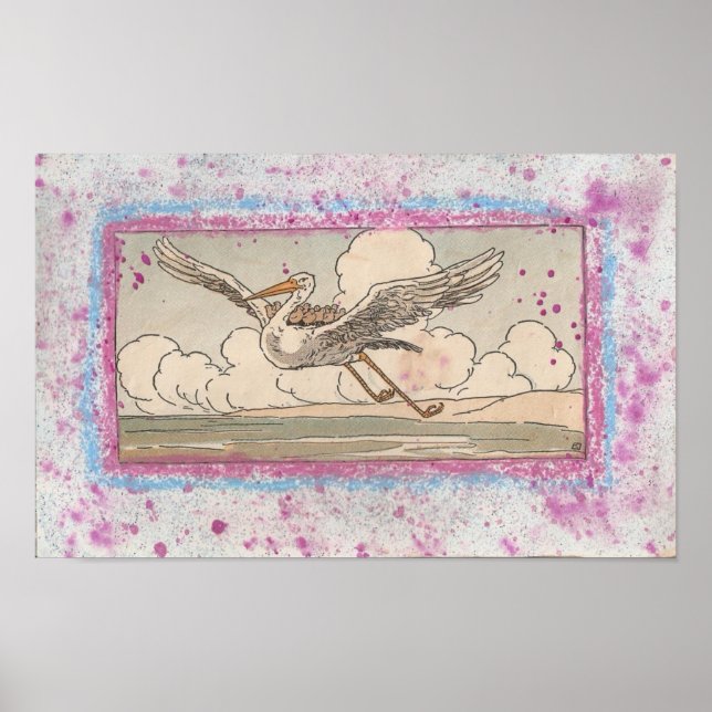 Póster La grúa ayuda a los gorriones (Frente)