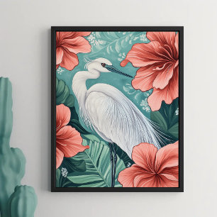 Póster La grúa blanca inspirada por la naturaleza de las 