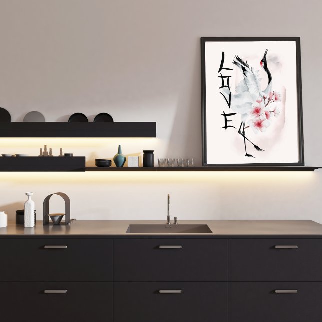 Póster La grúa japonesa Sakura florece con el amor elegan (Subido por el creador)