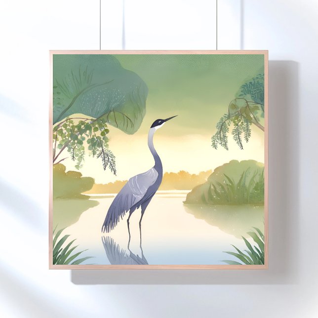Póster La grulla | Ave hermosa acuarela (Subido por el creador)