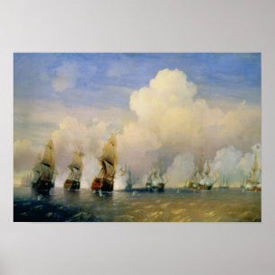 Póster La guerra del mar ruso-sueco cerca de Kronstadt en