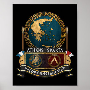 Póster La Guerra del Peloponeso Atenas Vs Esparta Antiguo