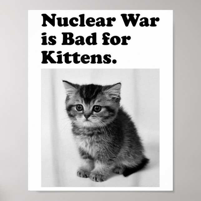 Póster La Guerra Nuclear Es Mala Para Los Gatitos Cuidado (Frente)