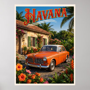 Póster La Habana Cuba Coche Antiguo Viaje Tropical