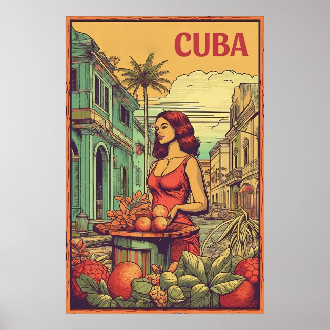 Póster La Habana, Cuba, viajes (Frente)