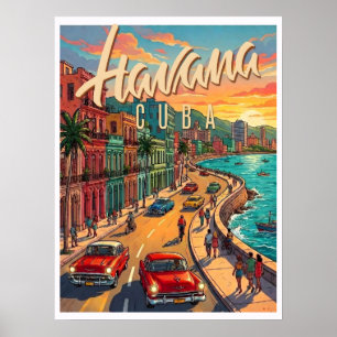 Póster La Habana Cuba Viajes Antiguos