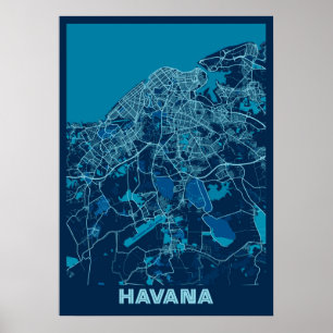 Póster La Habana - Mapa de la Ciudad de la Paz en Cuba