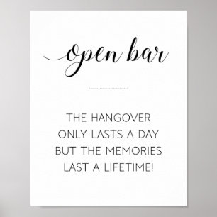 Póster La Hangover De Bar Abierto Dura Un Día De Rótulo B