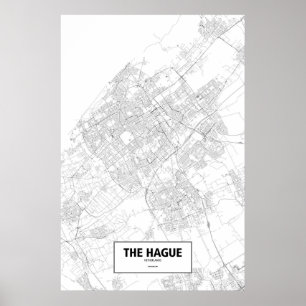 Póster La Haya, Países Bajos (negro sobre blanco)