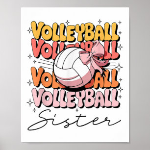 Póster La hermana del voleibol Groovy Coquette Bow Voleib