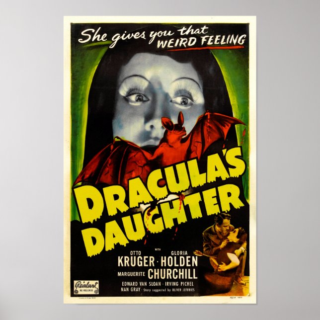 Póster La hija de Drácula, Poster de cine añejo (Frente)