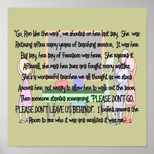 Póster La historia del retiro de profesores imprime "¡No  (Frente)