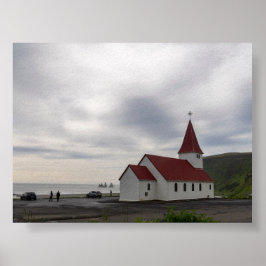 Póster La iglesia de Vik en Islandia