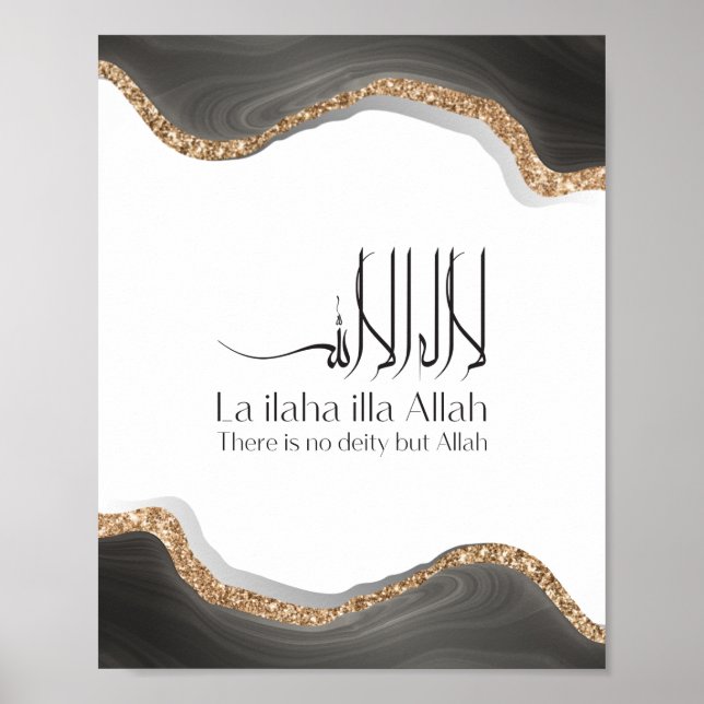 Póster La ilaha illa-ALLAH Shahada Caligra árabe moderna (Frente)