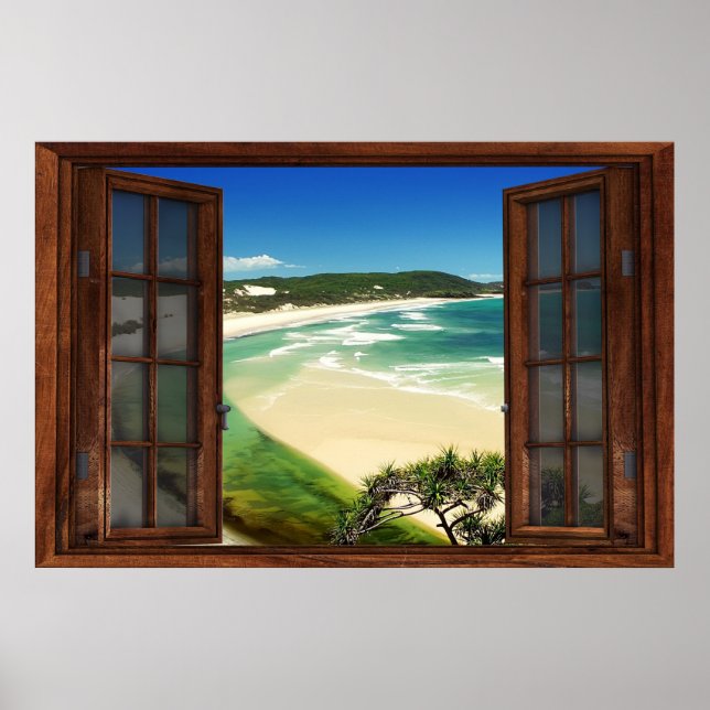 Póster La iluminación de la ventana francesa de la playa  (Frente)