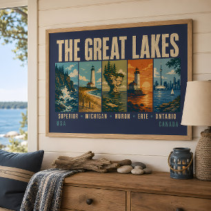Póster La ilustración de monumentos de los Grandes Lagos 