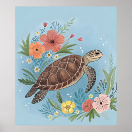 Póster La ilustración de una tortuga marina