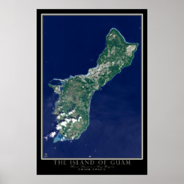 Póster La isla de Guam desde el mapa del satélite espacia