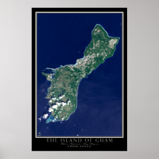 Póster La isla de Guam desde el mapa del satélite espacia