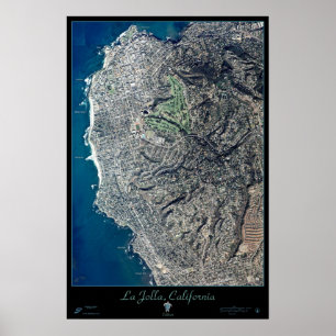 Póster La Jolla, California mapa impreso de cartel sateli