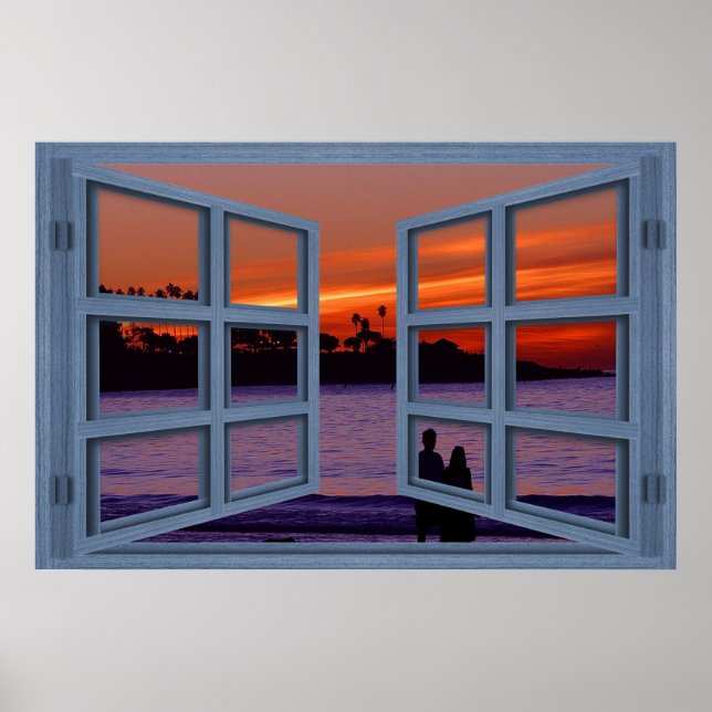 Póster La Jolla Sunset Blue 6 Panel Abrir Poster de venta (Frente)