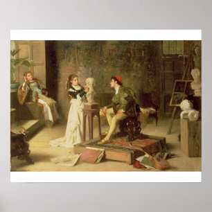 Póster La joven escultora (aceite sobre lienzo)