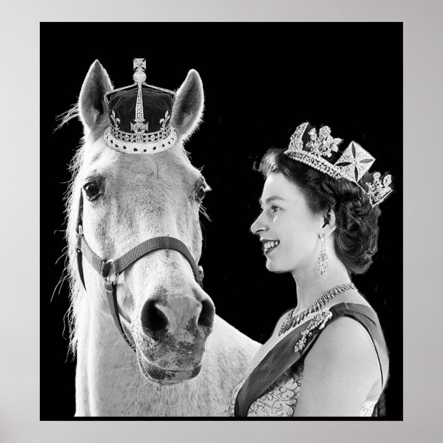 Póster La joven Isabel II corona su caballo (Frente)