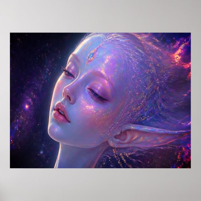Póster La joven terrestre dormida en la pared del espacio (Frente)