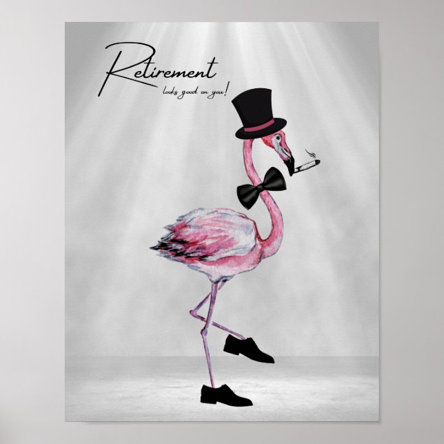 Póster ¡La jubilación te queda bien! Flamingo rosado (Frente)