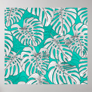 Póster La jungla deja sin foco tropical floral