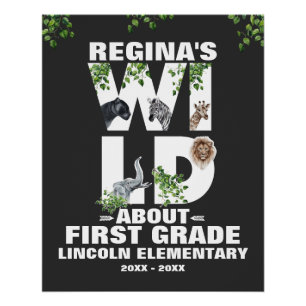 Póster La jungla temática del primer día escolar de los n