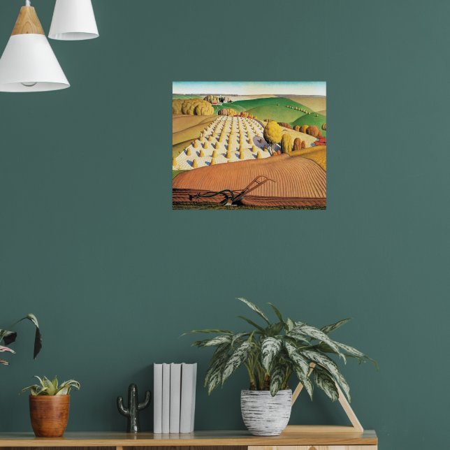 Póster La labranza de otoño de Grant Wood (Salón 1)