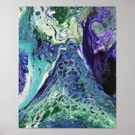 Póster La Laguna #1 pintura en azul, verde azulado, blanc