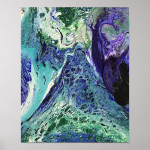 Póster La Laguna #1 pintura en azul, verde azulado, blanc