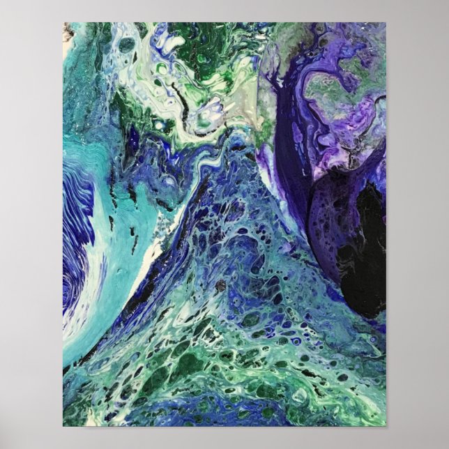 Póster La Laguna #1 pintura en azul, verde azulado, blanc (Frente)