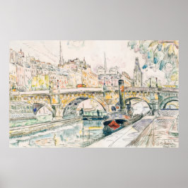Póster La lancha motora en el Pont Neuf, París