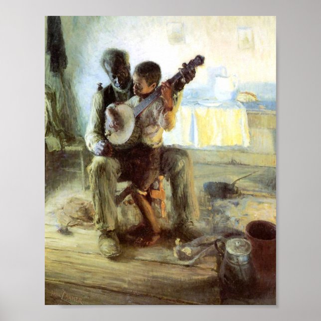 Póster La Lección Banjo De Henry Ossawa Tanner (Frente)