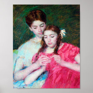 Póster La lección de Crochet, Mary Cassatt