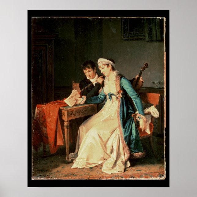 Póster La lección de música, 1790 (Frente)