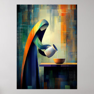 Póster La lechera - Cubista inspirada en Vermeer