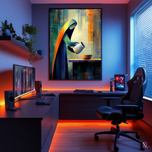 Póster La lechera - Cubista inspirada en Vermeer