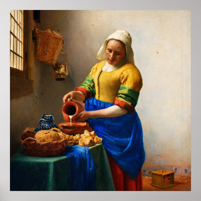 Póster La lechera de Johannes Vermeer (Frente)