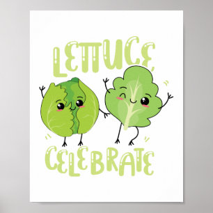 Póster La lechuga celebra la hierba Pun