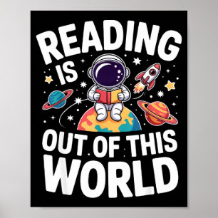 Póster La lectura es de otro mundo divertidos libros espa