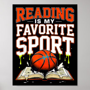 Póster La lectura es el deporte favorito divertido balonc