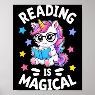 Póster La lectura es una bruja bibliotecaria unicornio li