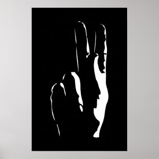 Póster la letra K en lenguaje de signos