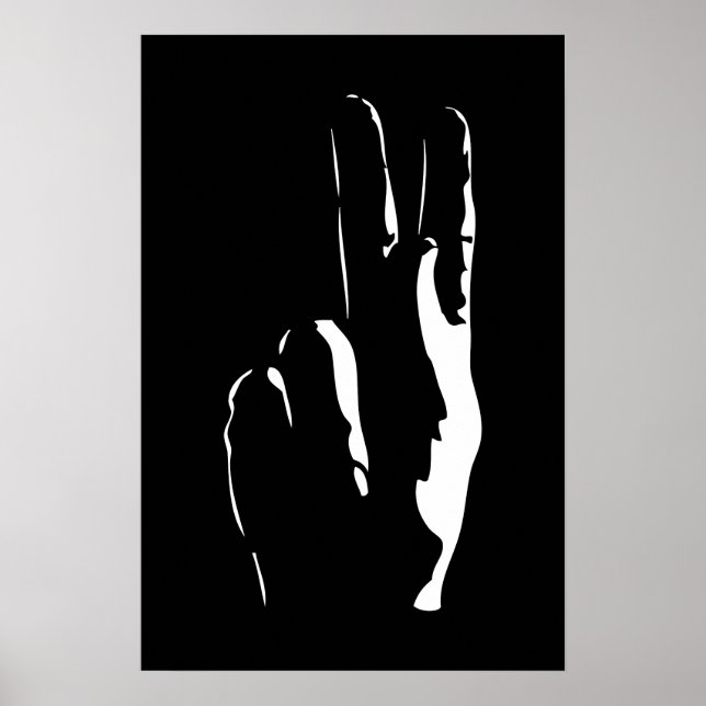 Póster la letra K en lenguaje de signos (Frente)