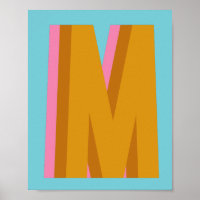 La letra "M" en colores retro y letras
