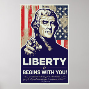 Póster La libertad de Jefferson comienza con usted la